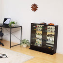 コレクションケース 薄型 コレクションラック ロータイプ 収納棚 ガラス 扉 壁面 フィギュアケース 人形 ローボード 白 ホワイト ダークブラウン 茶色 黒系 【納期A】【clr-900】