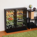 コレクションケース 薄型 コレクションラック ロータイプ 収納棚 ガラス 扉 壁面 フィギュアケース 人形 ローボード 白 ホワイト ダークブラウン 茶色 黒系 【納期A】【clr-900】