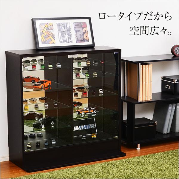 コレクションケース ガラス 棚 コレクションラック ロータイプ 深型