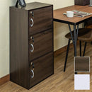 収納ラック 3段 扉つき 鍵付き 取っ手 収納棚 ラック シンプル 北欧 おしゃれ 白 ホワイト 茶 【納期B】【fb03k】