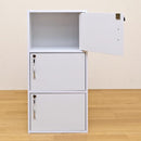 収納ラック 3段 扉つき 鍵付き 取っ手 収納棚 ラック シンプル 北欧 おしゃれ 白 ホワイト 茶 【納期B】【fb03k】