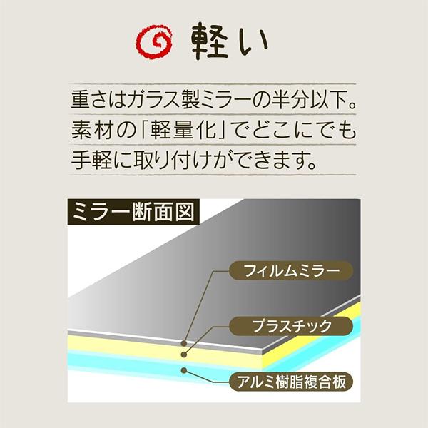 ミラー 鏡 割れない 軽い 軽量 貼るだけ シール 貼り付け 壁面 安全 フィルムミラー 浴室 お風呂場 玄関 靴箱 子供部屋 トイレ 日本製 【納期A】【fmk-70380110】