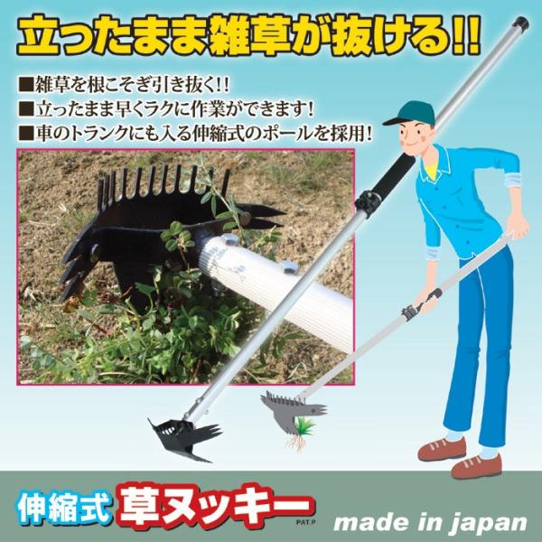 雑草取り器 除去 伸縮式 立ったまま 使える 園芸 庭 玄関 ガーデニング 多機能 ホーク 【納期A】【gto-806497】