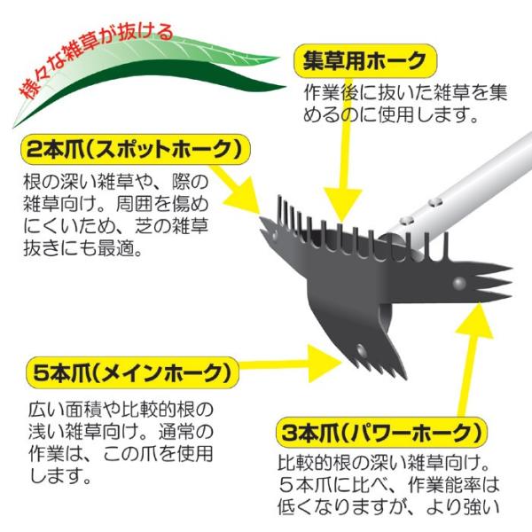 雑草取り器 除去 伸縮式 立ったまま 使える 園芸 庭 玄関 ガーデニング 多機能 ホーク 【納期A】【gto-806497】