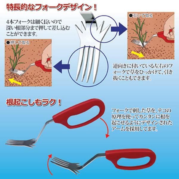 雑草をガツッと根こそぎ掘り起こす草取りフォーク