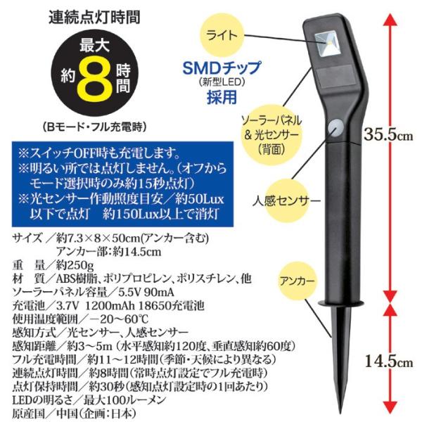 ソーラーLEDアプローチライト（威嚇フラッシュ付き）