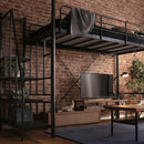 ロフトベッド 階段 ハイタイプ ロータイプ 切り替え 高さ変更 調節 調整 階段式 スチール パイプベッド 2段ベッド  宮棚 コンセント メッシュ 頑丈 丈夫 大人 【納期E】【ht70-95】