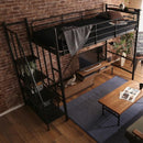 ロフトベッド 階段 ハイタイプ ロータイプ 切り替え 高さ変更 調節 調整 階段式 スチール パイプベッド 2段ベッド  宮棚 コンセント メッシュ 頑丈 丈夫 大人 【納期E】【ht70-95】