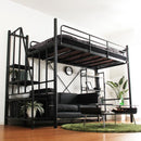 ロフトベッド 階段 ハイタイプ ロータイプ 切り替え 高さ変更 調節 調整 階段式 スチール パイプベッド 2段ベッド  宮棚 コンセント メッシュ 頑丈 丈夫 大人 【納期E】【ht70-95】