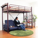 ロフトベッド 階段 ハイタイプ ロータイプ 切り替え 高さ変更 調節 調整 階段式 スチール パイプベッド 2段ベッド  宮棚 コンセント メッシュ 頑丈 丈夫 大人 【納期E】【ht70-95】