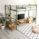 ロフトベッド 階段 ハイタイプ ロータイプ 切り替え 高さ変更 調節 調整 階段式 スチール パイプベッド 2段ベッド  宮棚 コンセント メッシュ 頑丈 丈夫 大人 【納期E】【ht70-95】