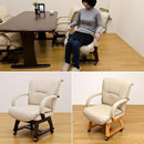 ダイニングチェア  回転 椅子 一人掛け ソファ風 キャスター付き 肘付き ひじ掛け 北欧 木製 フェイク レザー 合皮 おしゃれ シンプル ゆったり 座れる 【納期B】【htl01dbr】