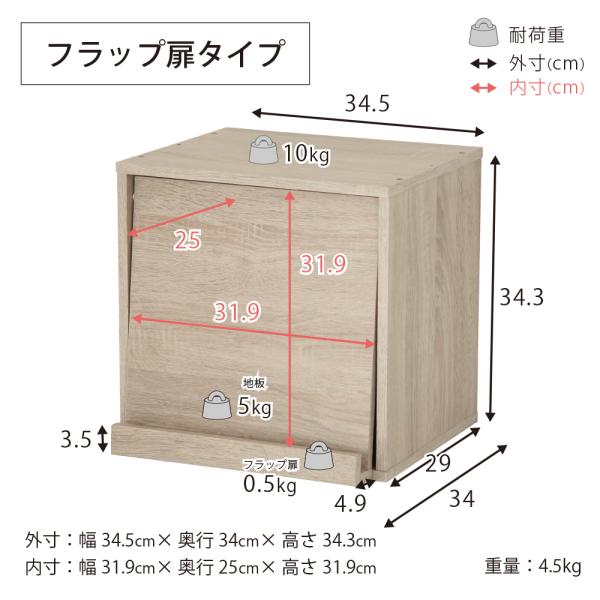 キューブボックス フラップ扉 収納ボックス 木製 カラーボックス 1段 収納 棚 おしゃれ 北欧 木目 モダン 白 ホワイト 黒 ブラック モノトーン 組み合わせ 自在 【納期C】【jea-cub-t35f】