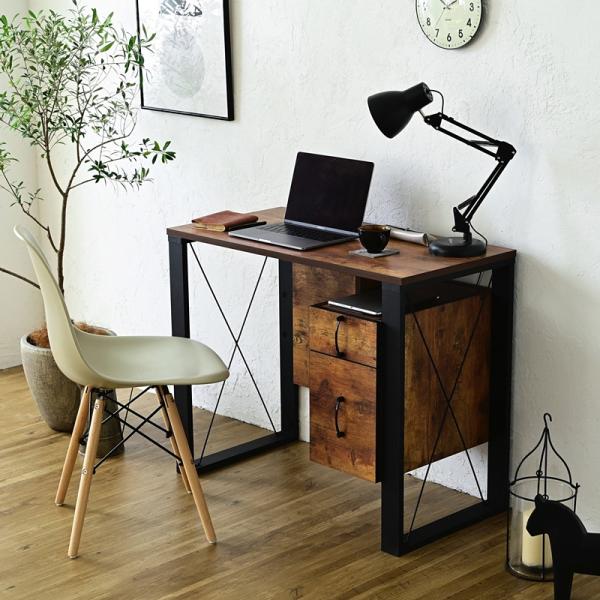 デスク 机 おしゃれ ビンテージ風 引き出し付き 【納期A】【jkp-fbr-0002】