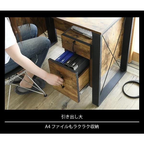 デスク 机 おしゃれ ビンテージ風 引き出し付き 【納期A】【jkp-fbr-0002】