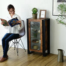 コレクションラック 収納棚 ガラス扉 カフェ風 ビンテージ調 おしゃれ 【納期A】【jkp-fbr-0004】