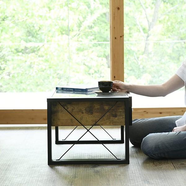 センターテーブル ローテーブル リビング ガラス天板 見せる収納 コレクションテーブル おしゃれ ビンテージ風 【納期A】【jkp-fbr-0005】