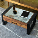 センターテーブル ローテーブル リビング ガラス天板 見せる収納 コレクションテーブル おしゃれ ビンテージ風 【納期A】【jkp-fbr-0005】