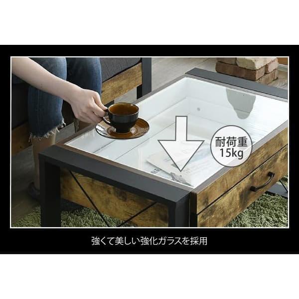 センターテーブル ローテーブル リビング ガラス天板 見せる収納 コレクションテーブル おしゃれ ビンテージ風 【納期A】【jkp-fbr-0005】