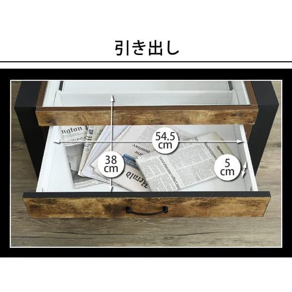 センターテーブル ローテーブル リビング ガラス天板 見せる収納 コレクションテーブル おしゃれ ビンテージ風 【納期A】【jkp-fbr-0005】