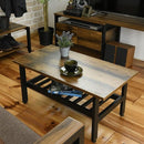 センターテーブル リビングテーブル ローテーブル ビンテージ風 ブルックリン カフェ風 おしゃれ レトロ感 アンティーク調 かっこいい cafe 天板 木目 棚 ラック 【納期A】【jkp-kks-0018】