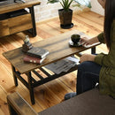 センターテーブル リビングテーブル ローテーブル ビンテージ風 ブルックリン カフェ風 おしゃれ レトロ感 アンティーク調 かっこいい cafe 天板 木目 棚 ラック 【納期A】【jkp-kks-0018】