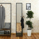 姿見鏡 スタンドミラー 全身 鏡 細い 高さ 160cm スリム コンパクト 省スペース ビンテージ風 ブルックリン カフェ風 おしゃれ レトロ 北欧 木目 棚 ラック 【納期A】【jkp-kks-0020】
