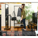 姿見鏡 スタンドミラー 全身 鏡 細い 高さ 160cm スリム コンパクト 省スペース ビンテージ風 ブルックリン カフェ風 おしゃれ レトロ 北欧 木目 棚 ラック 【納期A】【jkp-kks-0020】