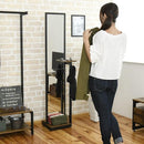 姿見鏡 スタンドミラー 全身 鏡 細い 高さ 160cm スリム コンパクト 省スペース ビンテージ風 ブルックリン カフェ風 おしゃれ レトロ 北欧 木目 棚 ラック 【納期A】【jkp-kks-0020】