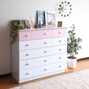 タンス おしゃれ かわいい 子ども部屋 子供 ガーリー 女の子 フェミニン ロマンチック 白 ホワイト ピンク ワイドチェスト 5段 おしゃれ 引き出し 洋服たんす 【納期A】【jp-fr-013】