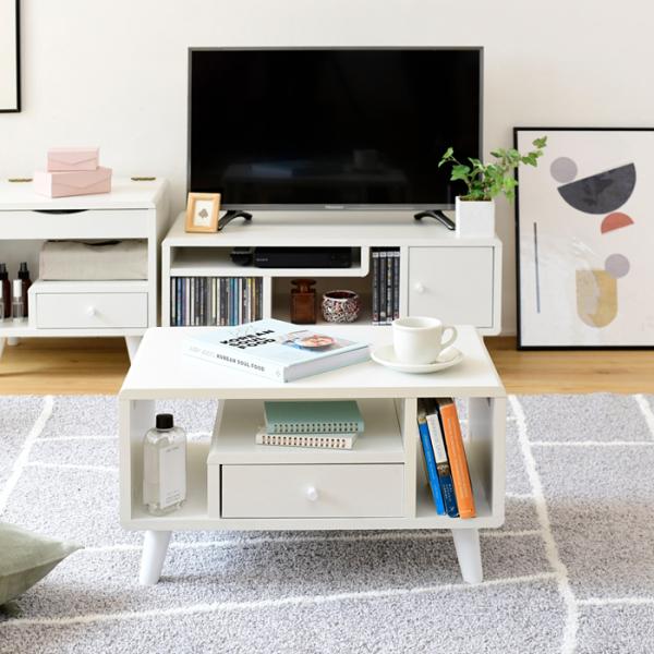 リビングテーブル センターテーブル ローテーブル オープンラック 引き出し コンパクト 省スペース 小さい ミニ かわいい おしゃれ 収納 棚 木目 北欧 1人暮らし 【納期A】【jpk-fap-0013】