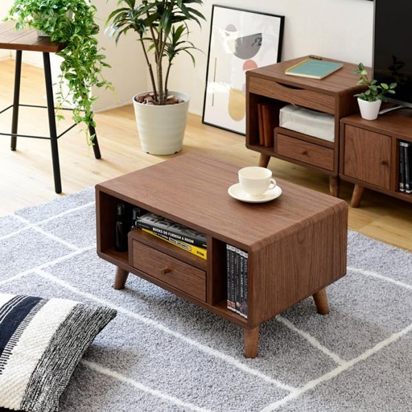 リビングテーブル センターテーブル ローテーブル オープンラック 引き出し コンパクト 省スペース 小さい ミニ かわいい おしゃれ 収納 棚 木目 北欧 1人暮らし 【納期A】【jpk-fap-0013】