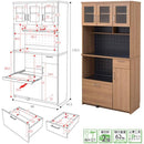 食器棚 キッチンボード 北欧 レンジ台 90cm幅 おしゃれ 収納棚 キッチン収納 スライドレール ナチュラル デザイン 木目 引き出し ガラス扉 大容量 コンセント 【納期A】【jpk-fap-0018】