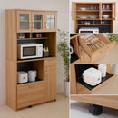 食器棚 キッチンボード 北欧 レンジ台 90cm幅 おしゃれ 収納棚 キッチン収納 スライドレール ナチュラル デザイン 木目 引き出し ガラス扉 大容量 コンセント 【納期A】【jpk-fap-0018】