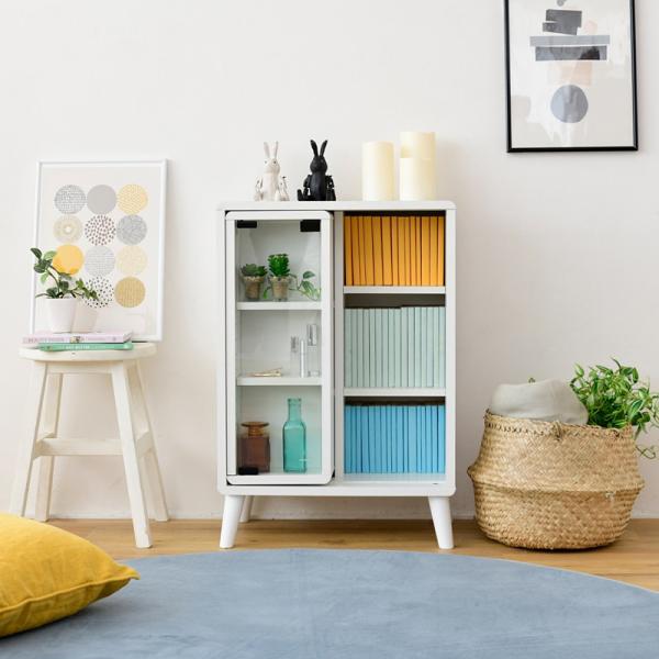 ラック スライド扉 スライドドア 収納棚 オープンラック コンパクト 省スペース 小さい ミニ 小型 かわいい おしゃれ 北欧 ナチュラル カントリー 1人暮らし 【納期A】【jpk-fap-0038】