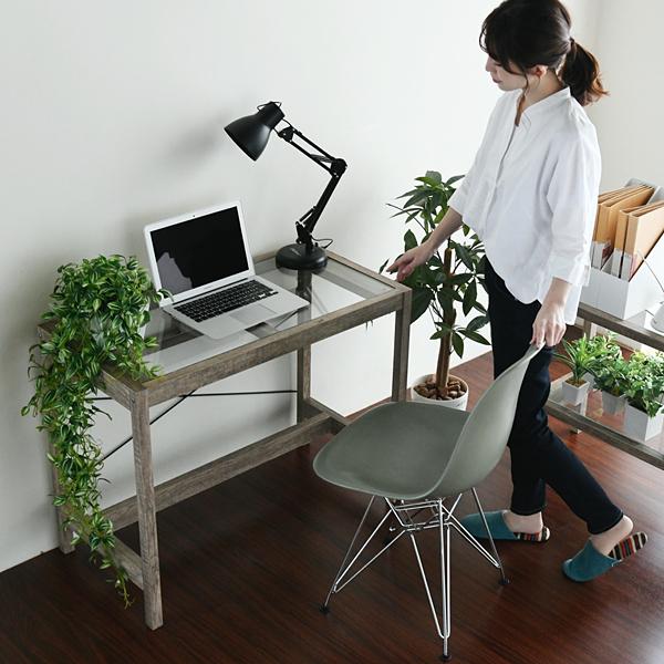 デスク シンプル ガラス天板 木製 おしゃれ 北欧 レトロ アンティーク ウッド インテリア ナチュラル カントリー 【納期A】【jpk-faw-0003】