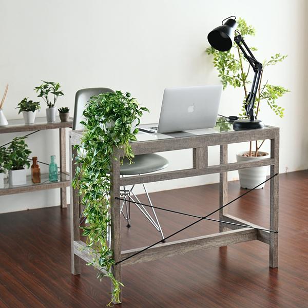 デスク シンプル ガラス天板 木製 おしゃれ 北欧 レトロ アンティーク ウッド インテリア ナチュラル カントリー 【納期A】【jpk-faw-0003】