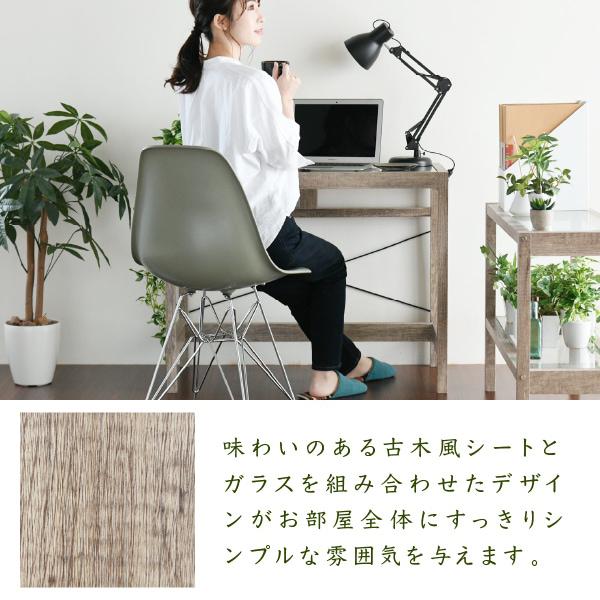 デスク シンプル ガラス天板 木製 おしゃれ 北欧 レトロ アンティーク ウッド インテリア ナチュラル カントリー 【納期A】【jpk-faw-0003】