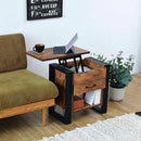 サイドテーブル ソファサイド ベッドサイド 引き出し ミニテーブル リフティング 天板 収納スペース ビンテージ風 木目 ブルックリン デザイン カフェ風 【納期A】【jpk-fbr-0007】