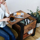 サイドテーブル ソファサイド ベッドサイド 引き出し ミニテーブル リフティング 天板 収納スペース ビンテージ風 木目 ブルックリン デザイン カフェ風 【納期A】【jpk-fbr-0007】