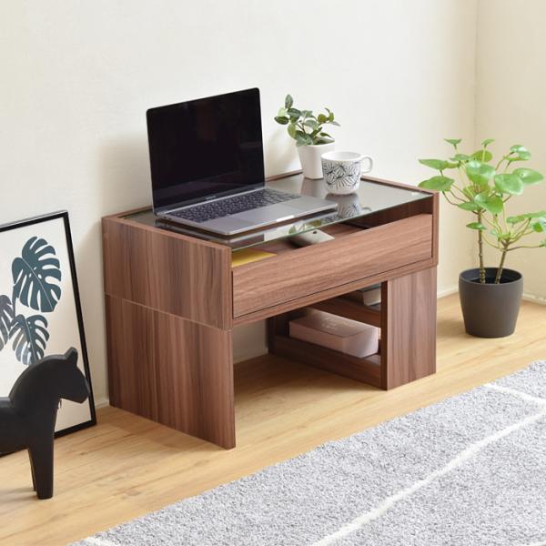 デスク 机 ローデスク ロータイプ テーブル ガラス天板 収納棚 収納ラック 引き出し オープンラック 北欧 ナチュラル カントリー おしゃれ シンプル 白 ホワイト 【納期A】【jpk-fdr-0003】