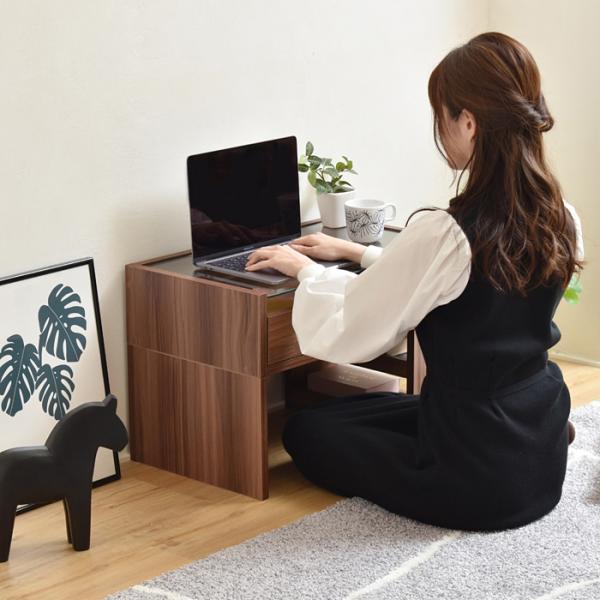 デスク 机 ローデスク ロータイプ テーブル ガラス天板 収納棚 収納ラック 引き出し オープンラック 北欧 ナチュラル カントリー おしゃれ シンプル 白 ホワイト 【納期A】【jpk-fdr-0003】