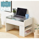 デスク 机 ローデスク ロータイプ テーブル ガラス天板 収納棚 収納ラック 引き出し オープンラック 北欧 ナチュラル カントリー おしゃれ シンプル 白 ホワイト 【納期A】【jpk-fdr-0003】