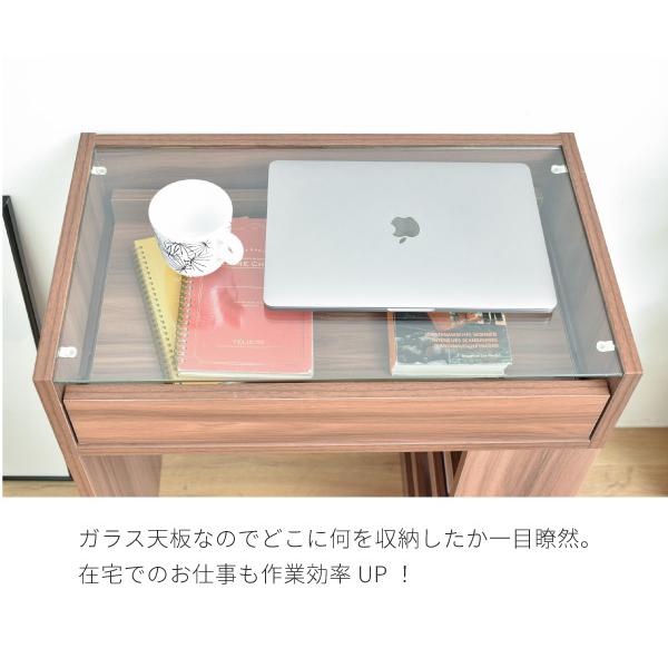 デスク 机 ローデスク ロータイプ テーブル ガラス天板 収納棚 収納ラック 引き出し オープンラック 北欧 ナチュラル カントリー おしゃれ シンプル 白 ホワイト 【納期A】【jpk-fdr-0003】