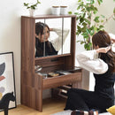 ドレッサー 三面鏡 ロータイプ 低い 3面鏡 化粧台 収納棚 収納ラック 引き出し 棚 可動棚 北欧 ナチュラル カントリー おしゃれ シンプル 白 ホワイト 【納期A】【jpk-fdr-0003set】