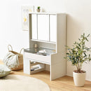 ドレッサー 三面鏡 ロータイプ 低い 3面鏡 化粧台 収納棚 収納ラック 引き出し 棚 可動棚 北欧 ナチュラル カントリー おしゃれ シンプル 白 ホワイト 【納期A】【jpk-fdr-0003set】