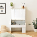 ドレッサー 三面鏡 ロータイプ 低い 3面鏡 化粧台 収納棚 収納ラック 引き出し 棚 可動棚 北欧 ナチュラル カントリー おしゃれ シンプル 白 ホワイト 【納期A】【jpk-fdr-0003set】