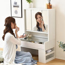 ドレッサー 三面鏡 ロータイプ 低い 3面鏡 化粧台 収納棚 収納ラック 引き出し 棚 可動棚 北欧 ナチュラル カントリー おしゃれ シンプル 白 ホワイト 【納期A】【jpk-fdr-0003set】