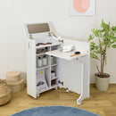 ドレッサー コンパクト 小型 省スペース すき間 隙間 キャスター付き 鏡 ミラー 棚 収納 ラック 可動棚 折りたたみ 折り畳み デスク コスメワゴン 化粧品 化粧台 【納期A】【jpk-fdr-0006】