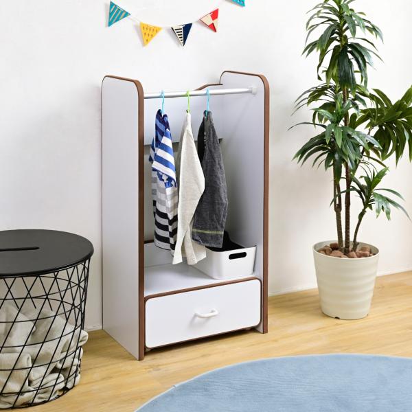 ハンガーラック 子供用 子ども用 キッズ 安全 安心 EVA クッション素材 低学年 小学校 保育園 幼稚園 おしゃれ 怪我防止 ケガ対策 引き出し キャスター付き POP 【納期A】【jpk-fes-0004】